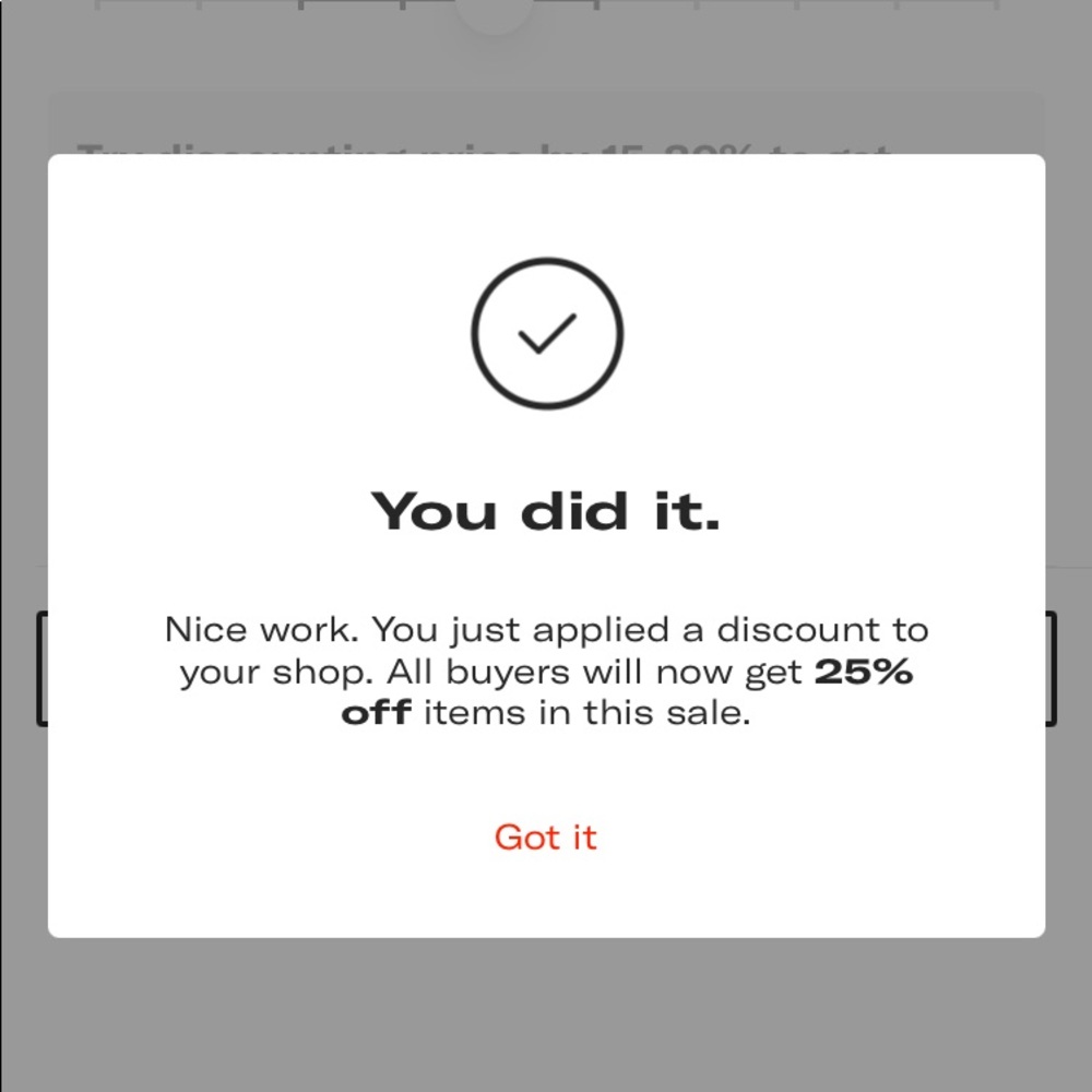 25% off sale on my DEPOP